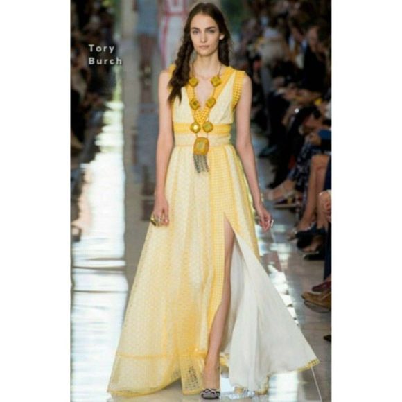 Tory Burch Yellow Silk Maxi Dress - Picture 1 of 10